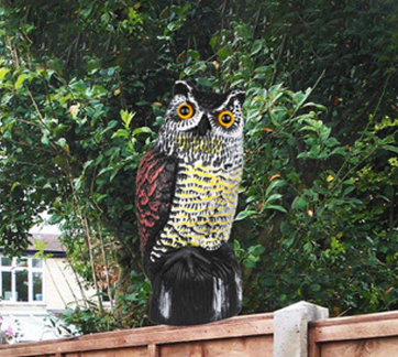 A Brand New Pest Control Solution: A Natural Scarecrow for the Garden, with a Head moveable plastic owl 