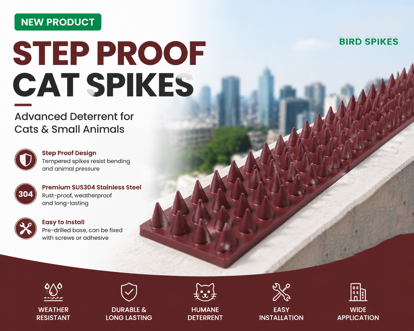 Humane & Durable Step Proof Cat Spikes: Protect Your Home and Garden