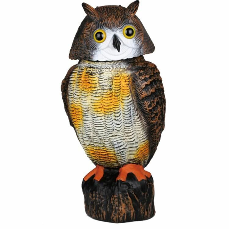 Haierc Garden Natural Scarecrow Rotating Head Moveable Owl Pest Control HC1615