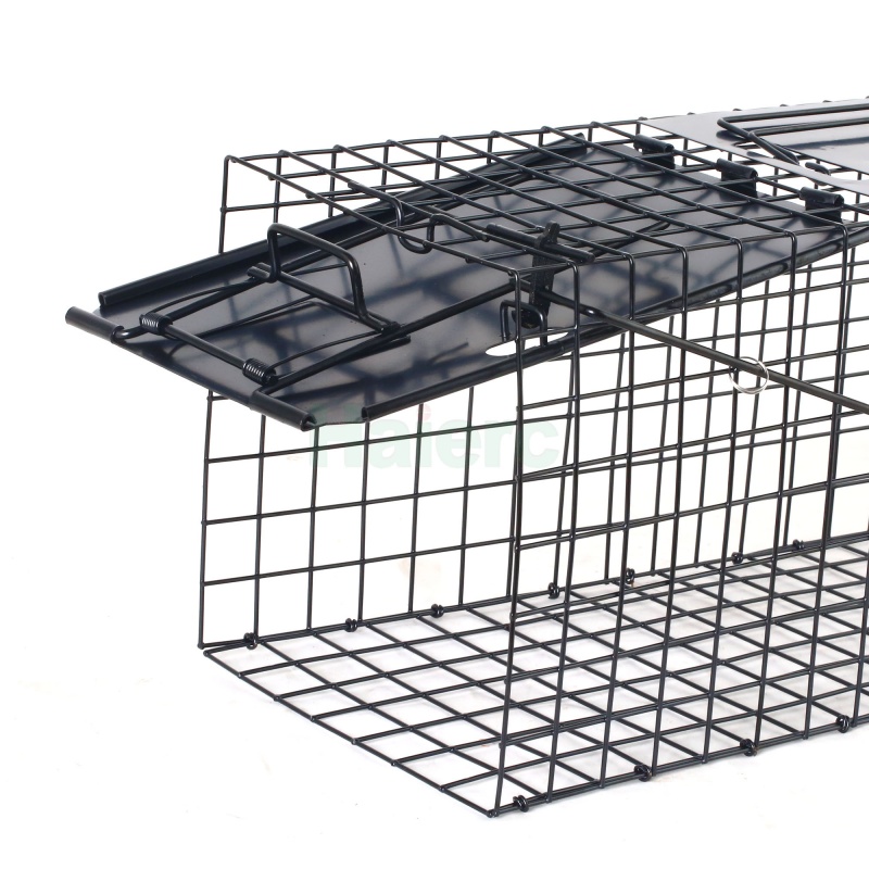 Foldable Humane Live Animal Trap Cage 62.5x21.5x19.1cm Heavy Duty Wire Mesh Pest Control Catch Cage for Stray Cats, Rabbits, Raccoons, Opossums