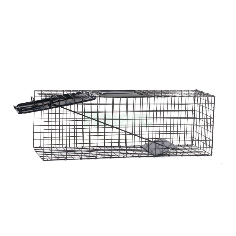 Foldable Humane Live Animal Trap Cage 62.5x21.5x19.1cm Heavy Duty Wire Mesh Pest Control Catch Cage for Stray Cats, Rabbits, Raccoons, Opossums